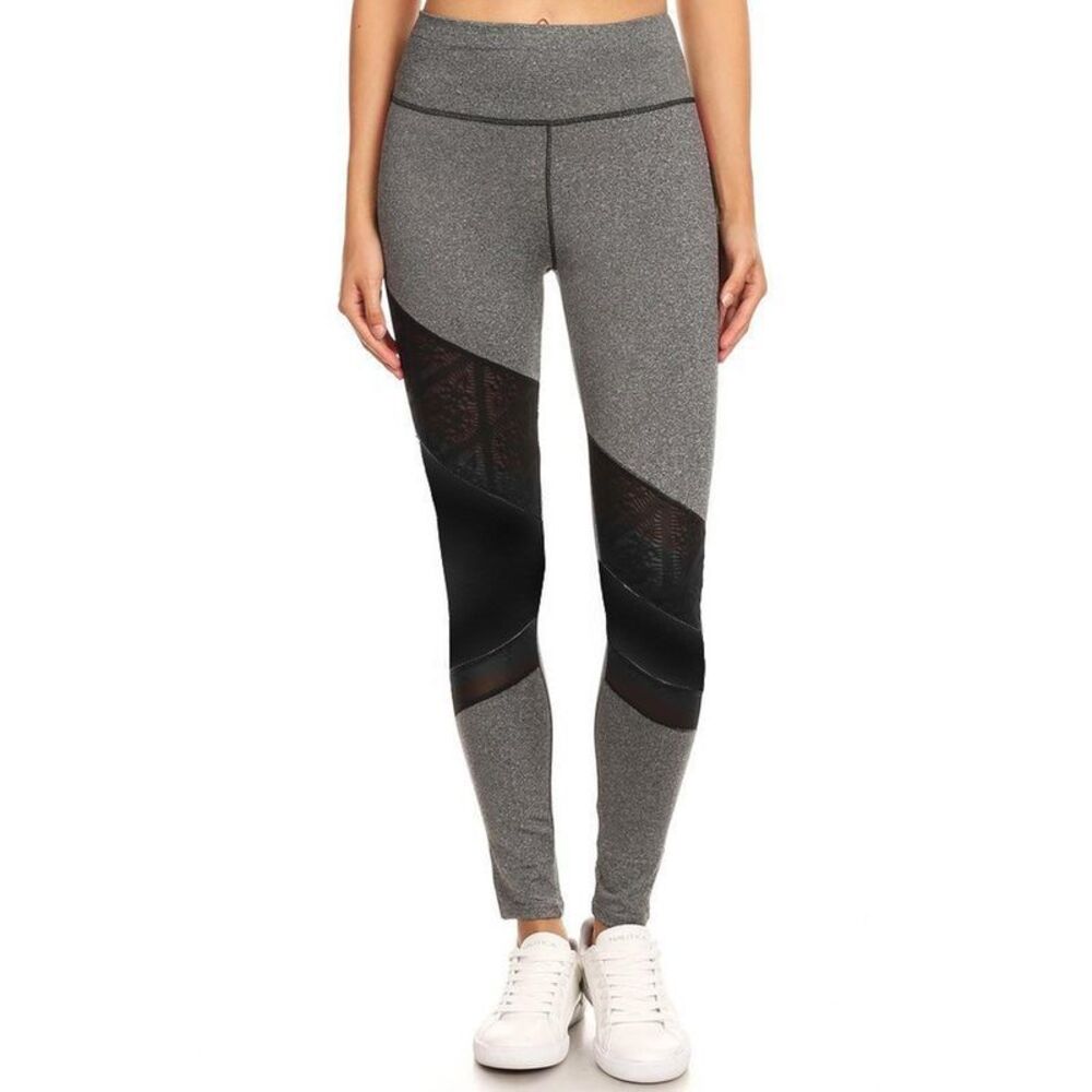 World of Leggings Premium Triangular Mesh Panel Workout Leggings